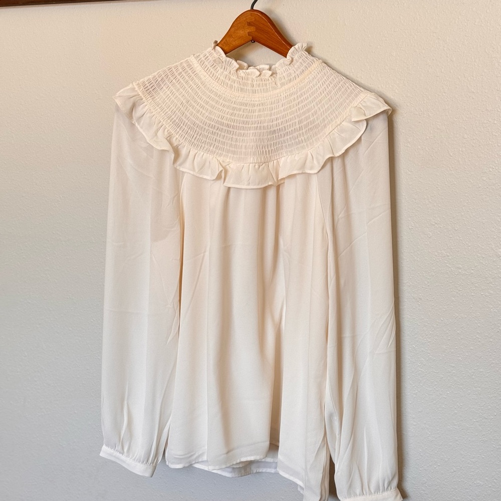 Loft Elegant White Ruffled Women's Top